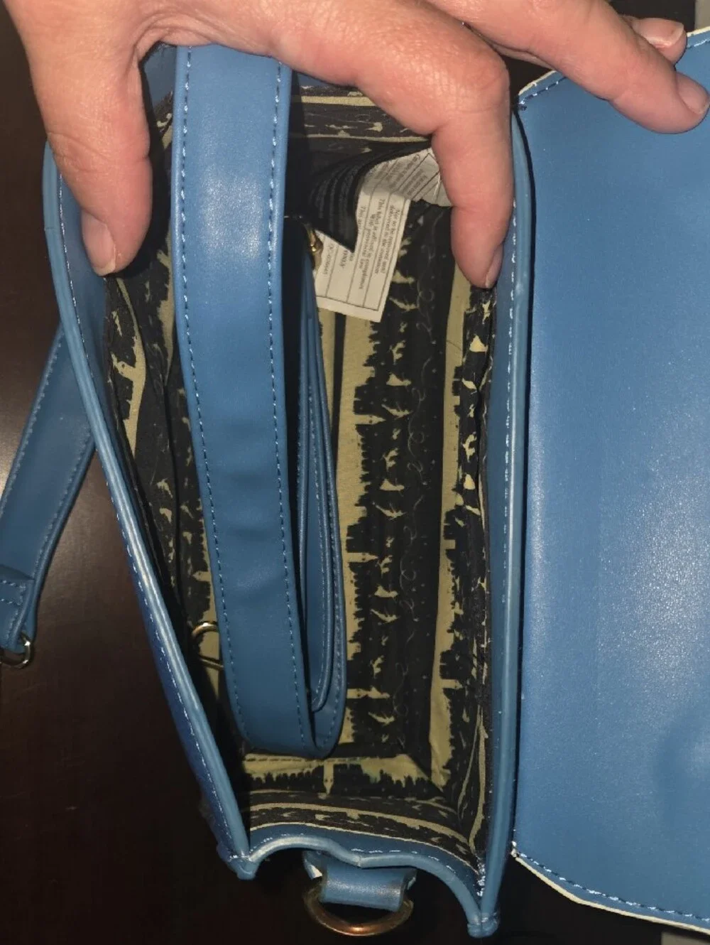 Loungefly Navy and Cream Peter Pan Clock-Print Satchel